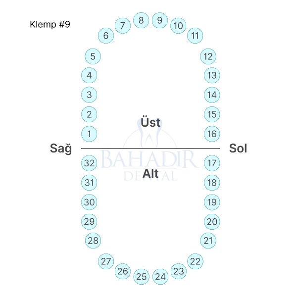 Rubber Dam Klemp #9 Anterior
