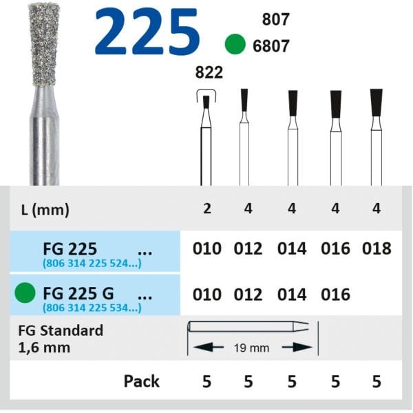 Ters Konik Elmas Frez, Uzun - FG 225