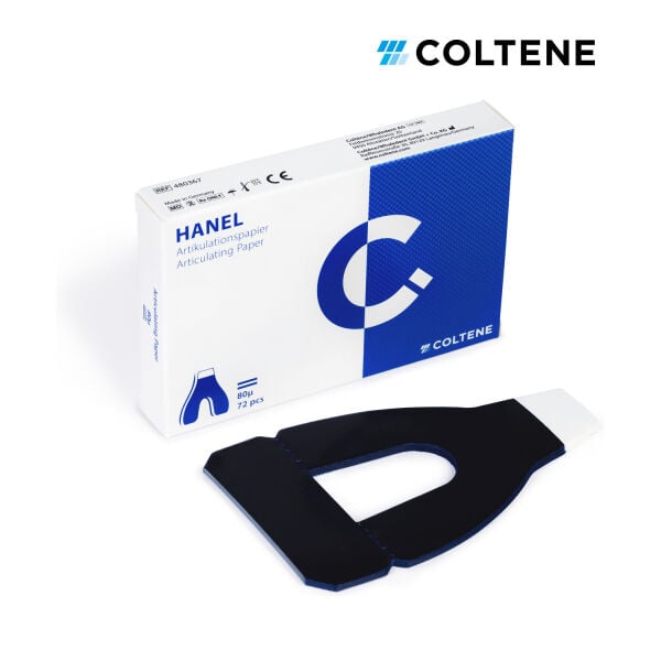 Coltene Hanel artikülasyon kağıdı 80 µ, at nalı, 72 yaprak, mavi (ambalaj)