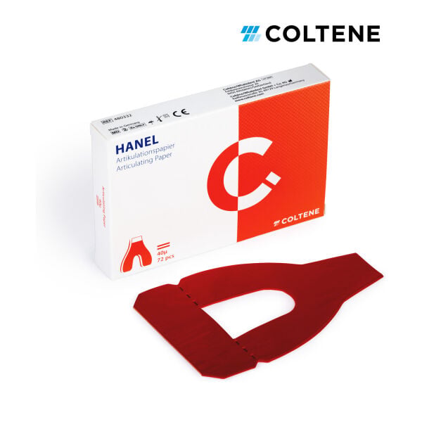 Coltene Hanel artikülasyon kağıdı 40 µ, at nalı, 72 yaprak, kırmızı (ambalaj)