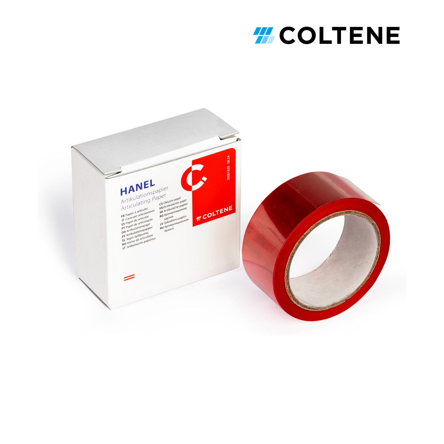 Coltene Hanel artikülasyon kağıdı 40 µ, 22 mm × 15 m rulo, kırmızı