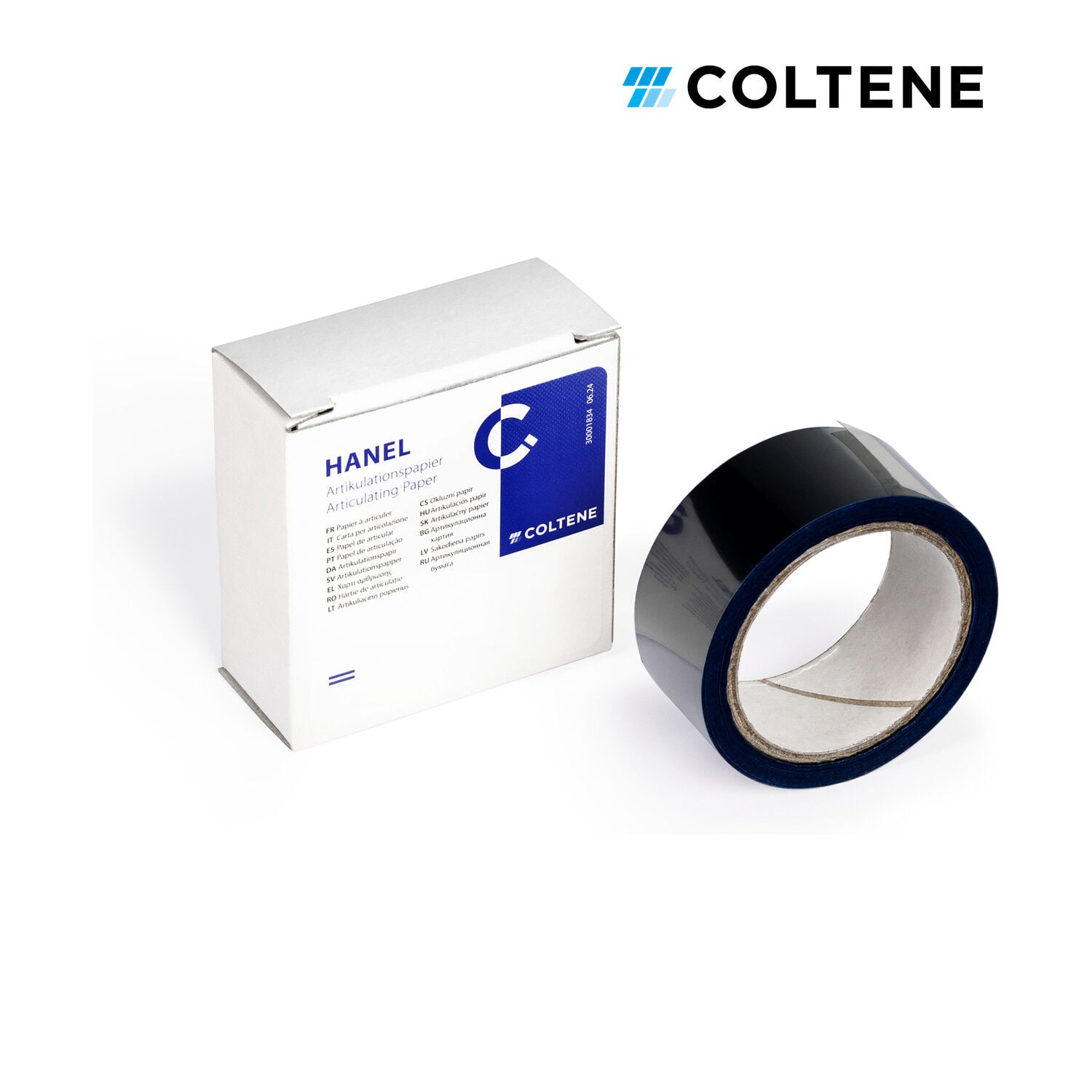 Coltene Hanel artikülasyon kağıdı 40 µ, 22 mm × 15 m rulo, mavi