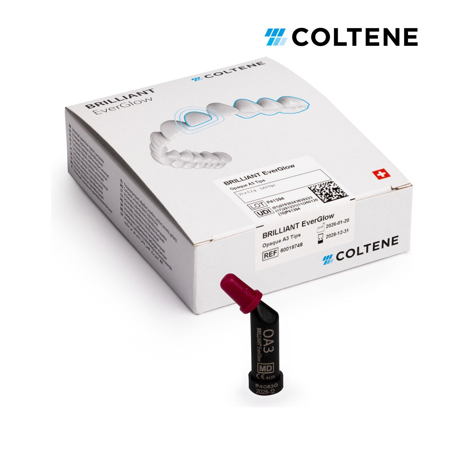 Coltene BRILLIANT EverGlow universal kompozit, Opaque A3 (OA3) renk, 20 x 0,2 g kompül kutusu