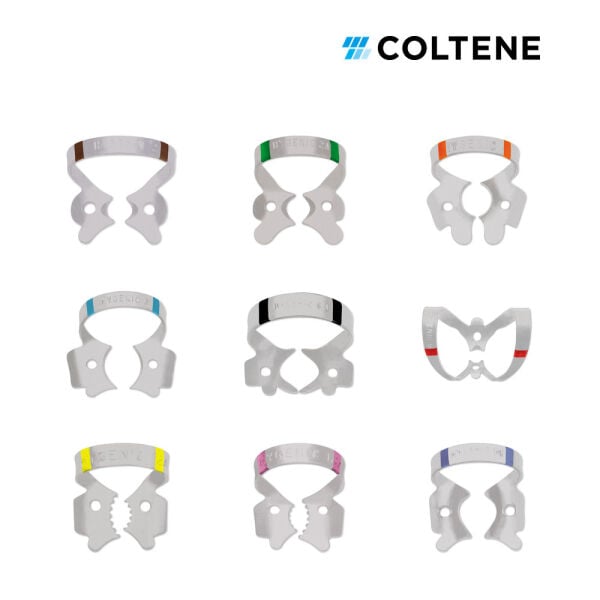 Coltene Fiesta Kanatlı Rubber Dam Klempi — renk kodlu numara seçenekleri