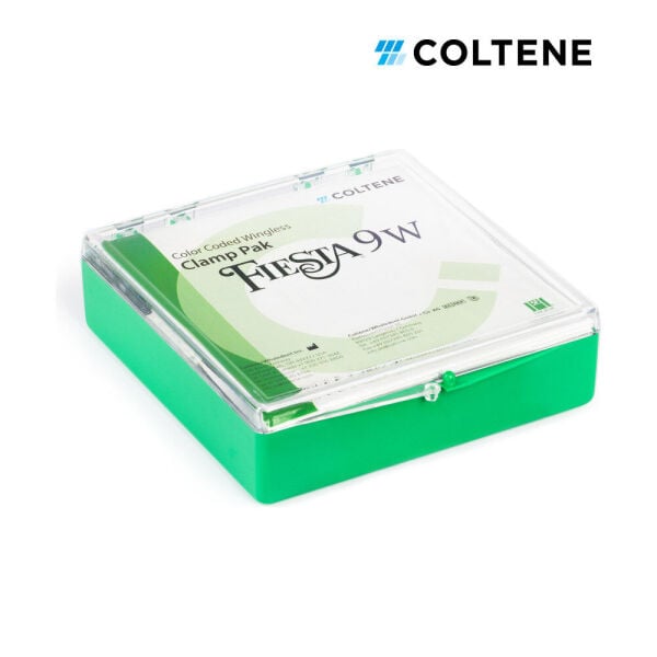 Coltene Fiesta Kanatsız Klemp Seti — renk kodlu W klempler ve kutusu