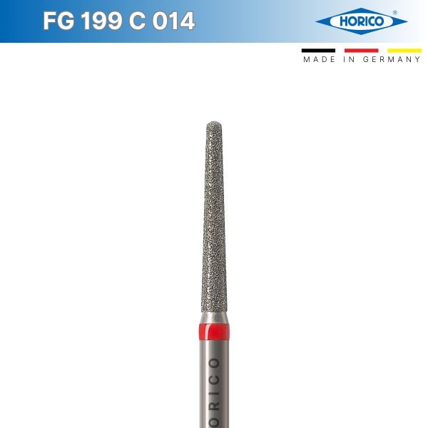 Konik Yuvarlak Uç Frez - Horico FG 199 Kırmızı - Fine - 014