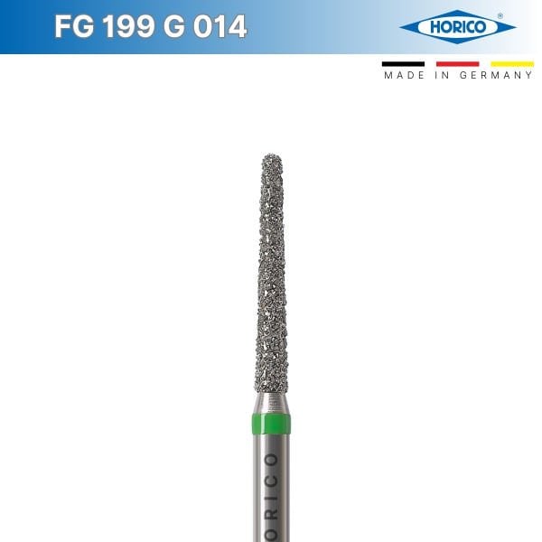 Konik Yuvarlak Uç Frez - Horico FG 199 Yeşil - Coarse - 014