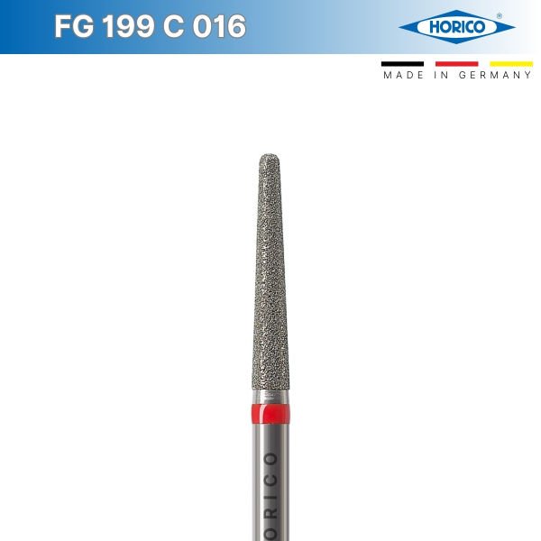 Konik Yuvarlak Uç Frez - Horico FG 199 Kırmızı - Fine - 016