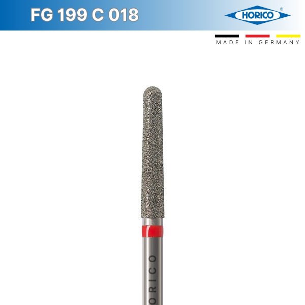 Konik Yuvarlak Uç Frez - Horico FG 199 Kırmızı - Fine - 018