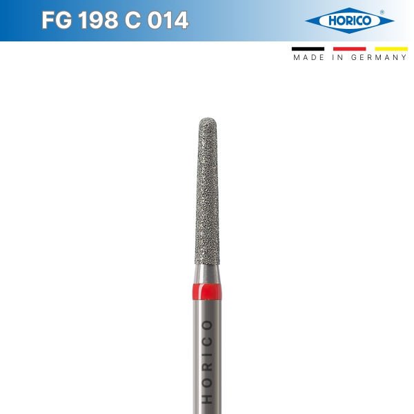 Konik Yuvarlak Uç Frez - Horico FG 198 Kırmızı - Fine - 014