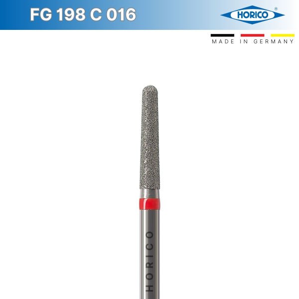 Konik Yuvarlak Uç Frez - Horico FG 198 Kırmızı - Fine - 016