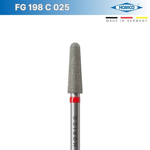 Konik Yuvarlak Uç Frez - Horico FG 198 Kırmızı - Fine - 025