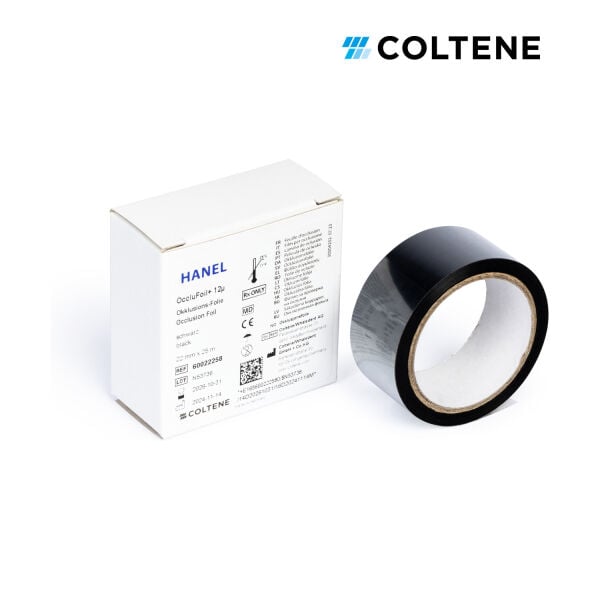 Coltene Hanel OccluFoil+ oklüzyon folyosu 12 µ, tek taraflı, 22 mm × 25 m, siyah
