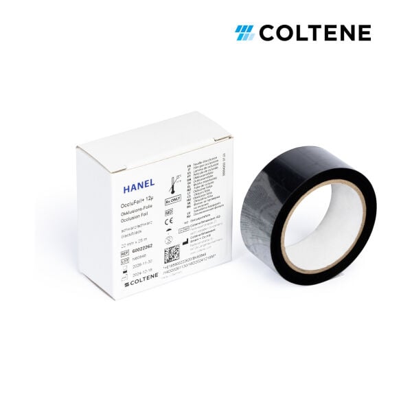 Coltene Hanel OccluFoil+ oklüzyon folyosu 12 µ, çift taraflı, 22 mm × 25 m, siyah