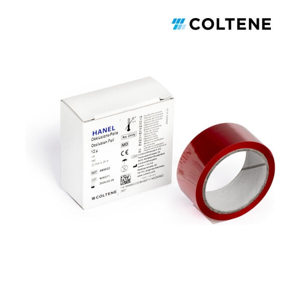 Coltene Hanel oklüzyon folyosu 12 µ, tek taraflı, 22 mm × 25 m, kırmızı