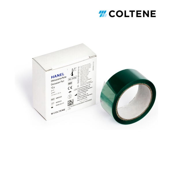 Coltene Hanel oklüzyon folyosu 12 µ, tek taraflı, 22 mm × 25 m, yeşil