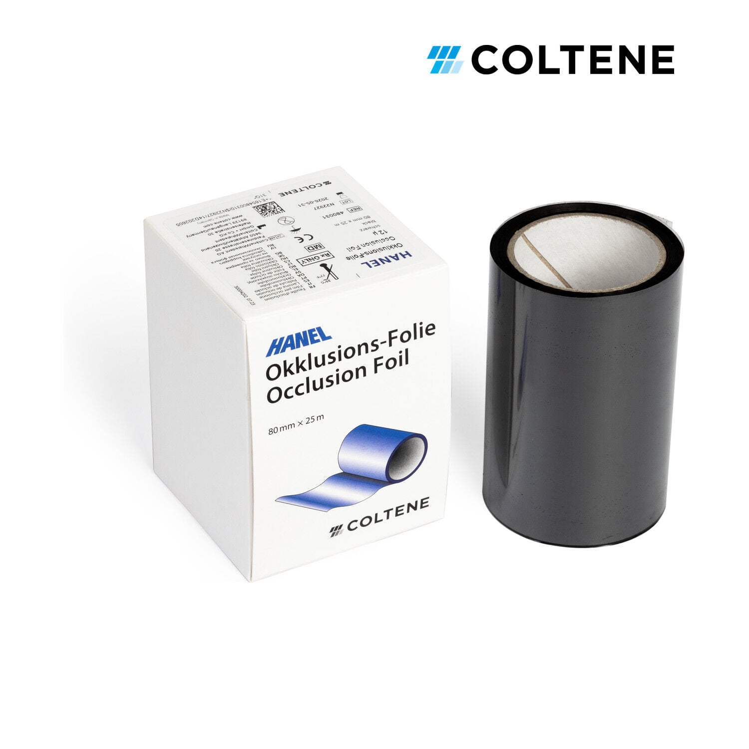 Coltene Hanel oklüzyon folyosu 12 µ, tek taraflı, 80 mm × 25 m, siyah