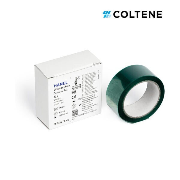 Coltene Hanel oklüzyon folyosu 12 µ, çift taraflı, 22 mm × 25 m, yeşil