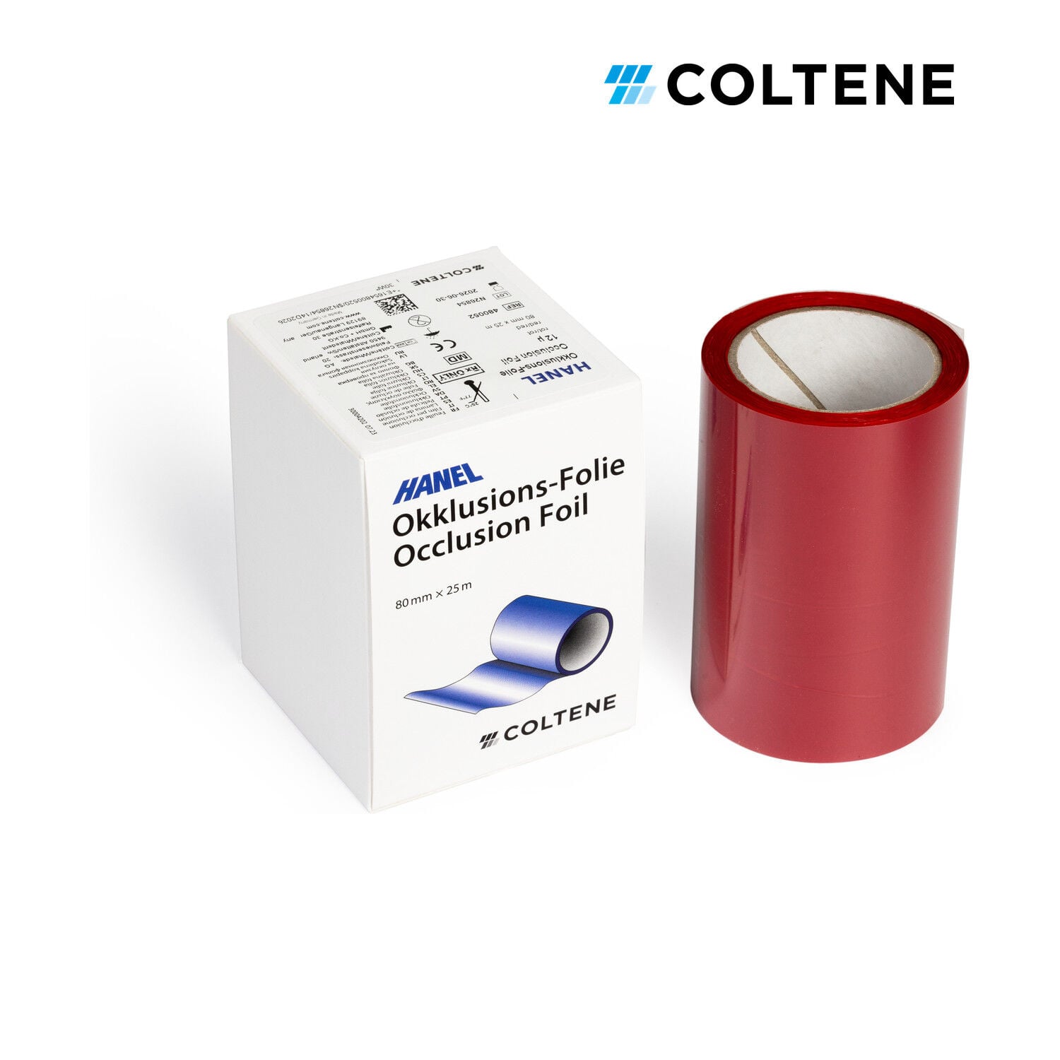 Coltene Hanel oklüzyon folyosu 12 µ, çift taraflı, 80 mm × 25 m, kırmızı