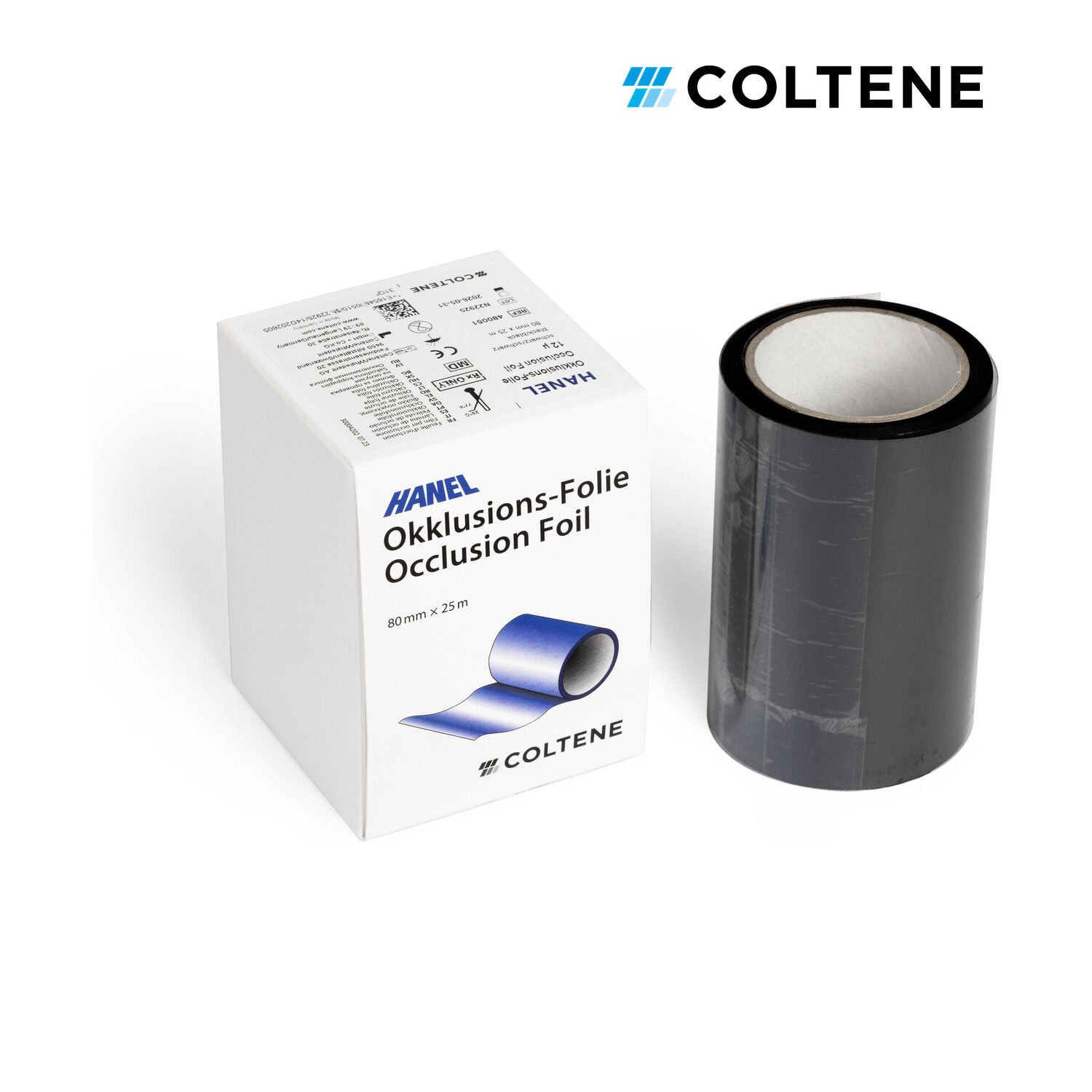 Coltene Hanel oklüzyon folyosu 12 µ, çift taraflı, 80 mm × 25 m, siyah