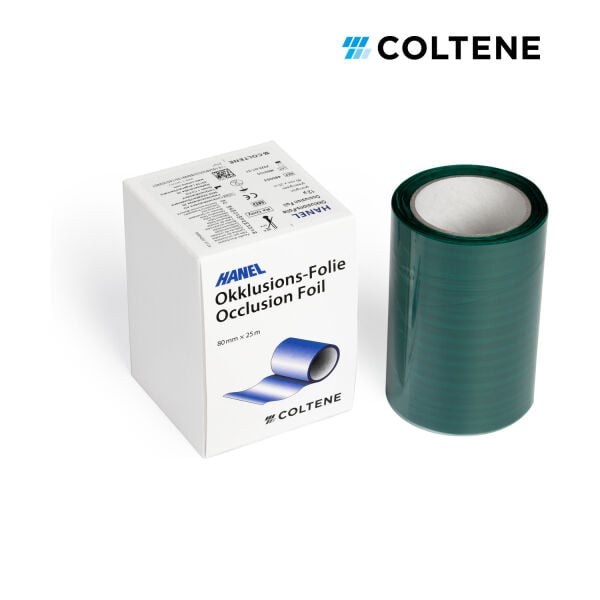 Coltene Hanel oklüzyon folyosu 12 µ, çift taraflı, 80 mm × 25 m, yeşil