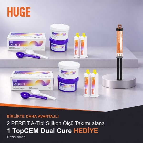HUGE PERFIT A Tipi Silikon Ölçü Takımı 2 Adet + TopCEM Dual Cure Rezin Siman Hediye