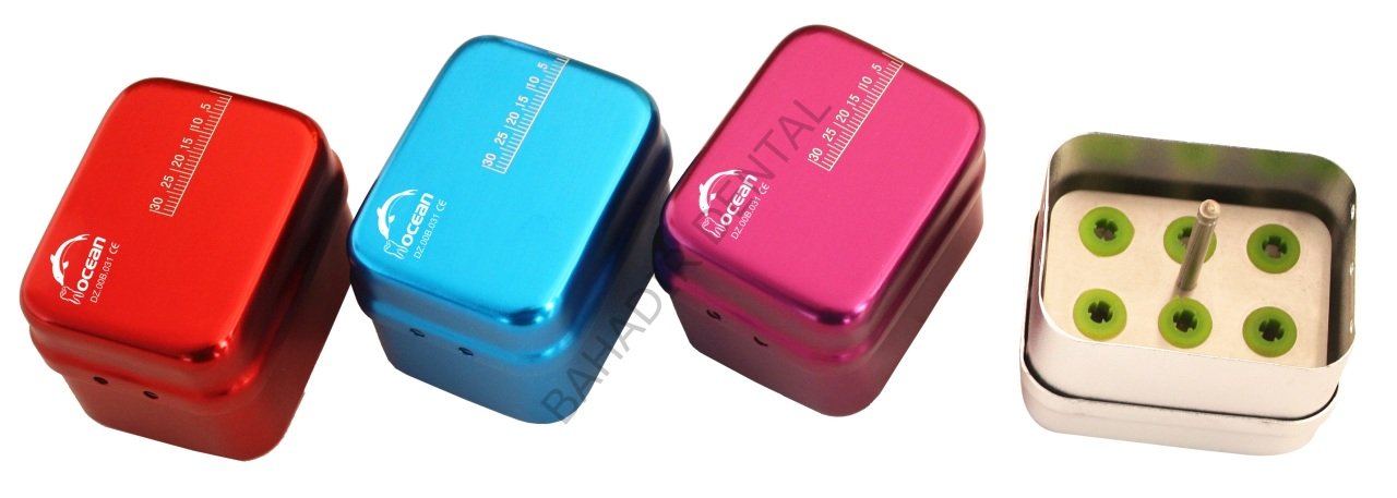 Endobox -  Dikdörtgen Metal Renkli, Punch ve Kavitron Ucu için, 6 Hazneli