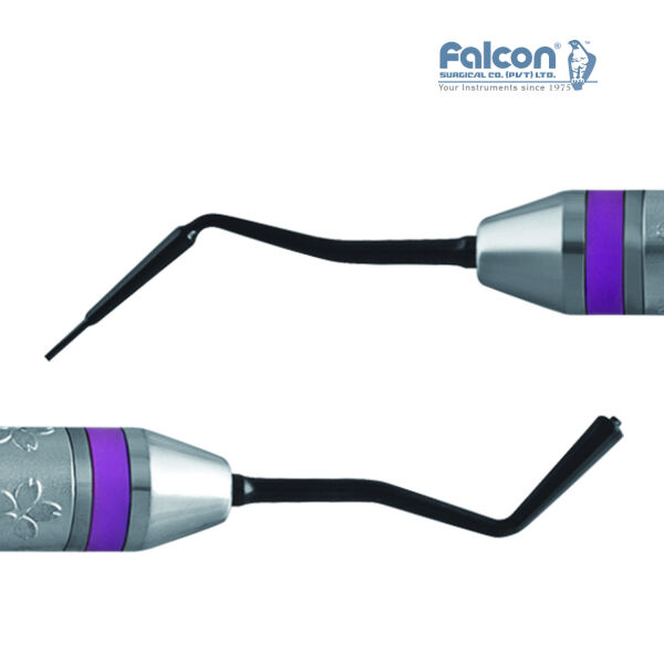 Flower-Line Anterior Measurer, non-stick siyah kaplamalı uçların yakın çekimi