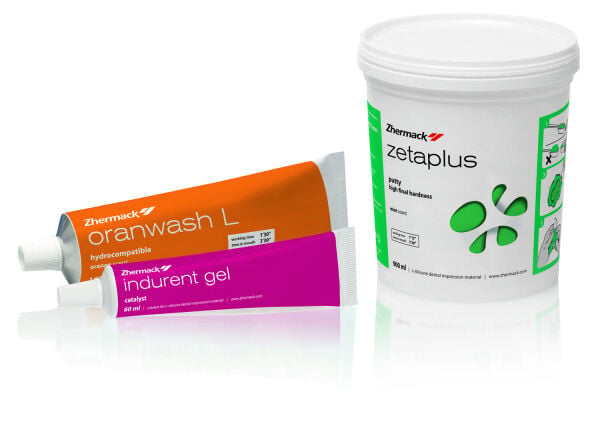 Zhermack Zetaplus C tipi silikon ölçü sistemi: Zetaplus putty, Oranwash L ve Indurent Gel