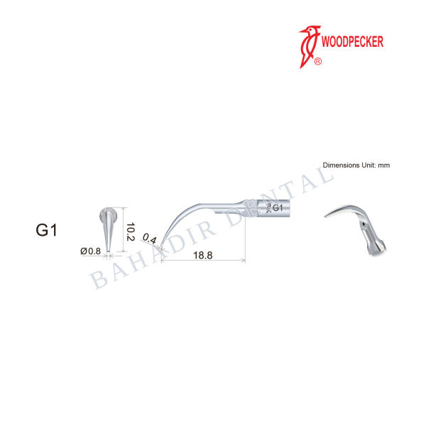 Woodpecker G1 kavitron ucu teknik çizim ve ölçüleri