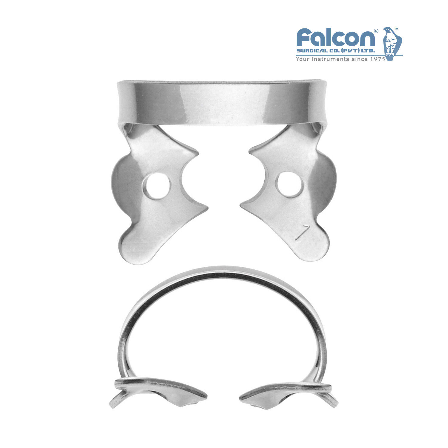 Falcon kanatlı rubber dam klempi #1, paslanmaz çelik